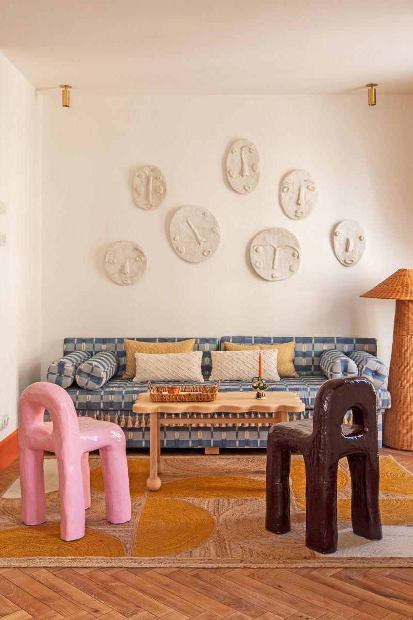Seating area in guest rooms of Ibiza hotel by Dorothée Meilichzon