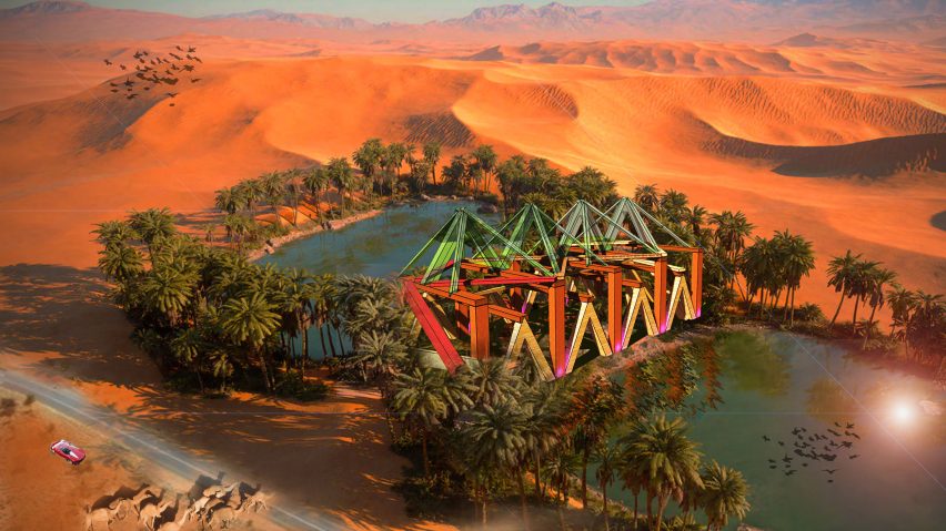 Visualisation showing pyramidal structure in desert