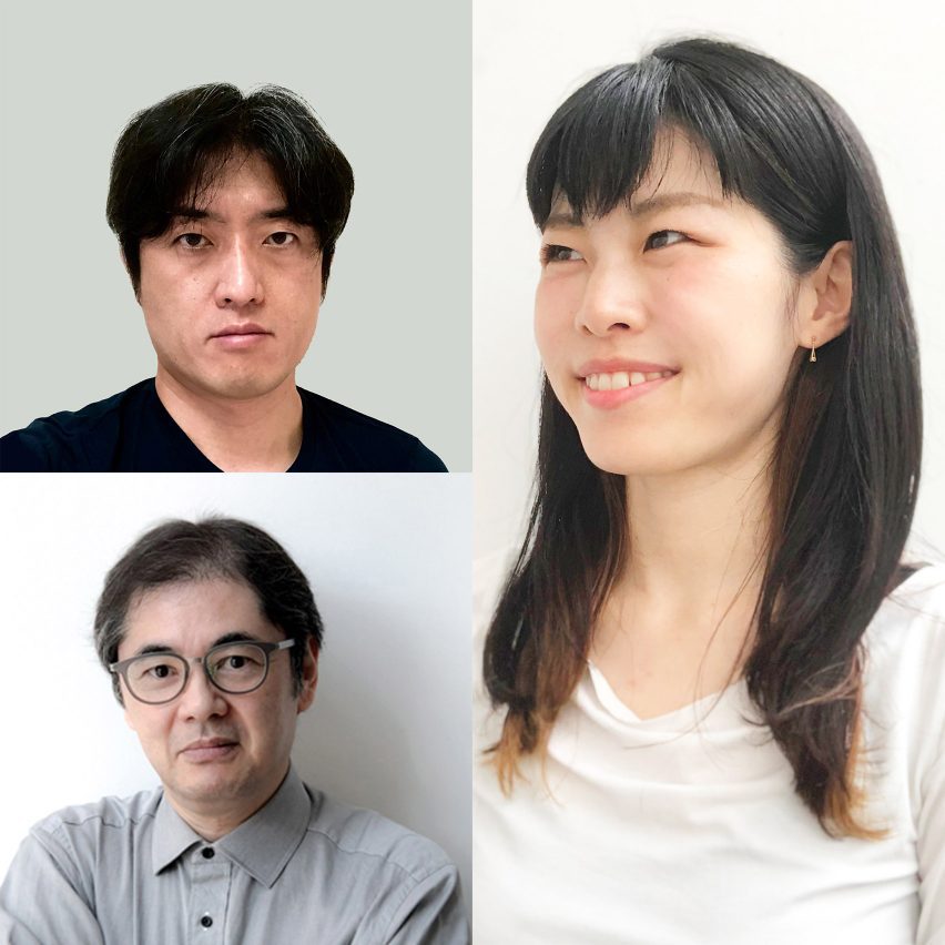 Arquitectos Tatsuya Hatori (arriba a la izquierda), Tomohiko Yamanashi (abajo a la izquierda) y Miwako Kase (derecha)