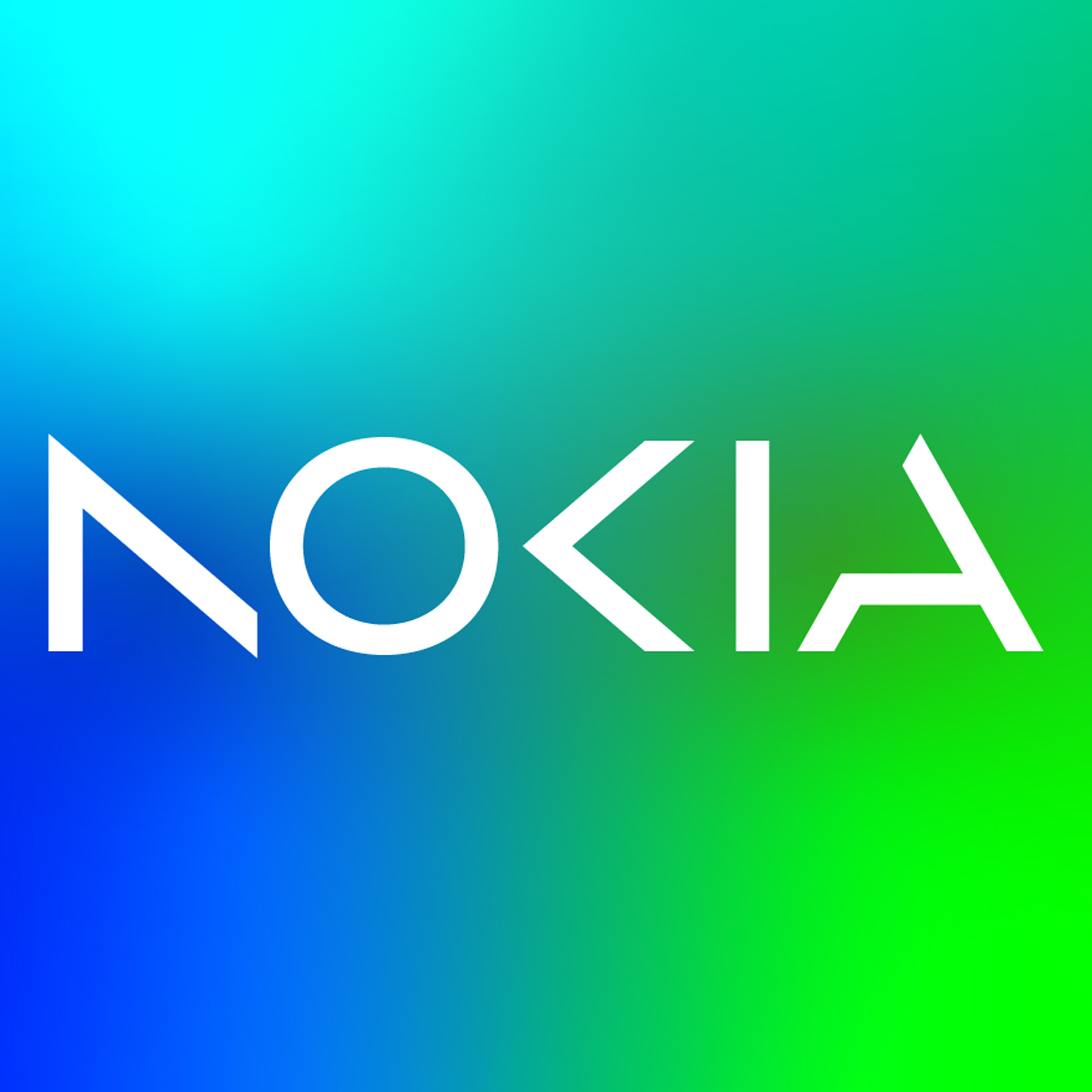 Nokia logo redesign on a green and blue gradient background