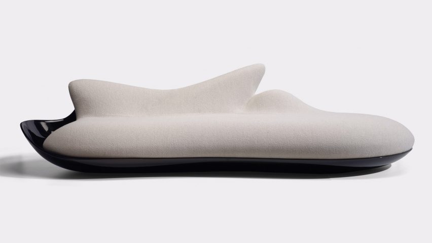 Plush sculptural sofa with white upholstery by ZHD for Sawaya and Moroni
