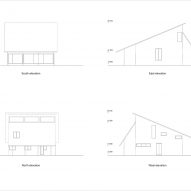 Four elevation drawings of the home in Vietnam by Ra.atelier and NGO + Pasierbinski