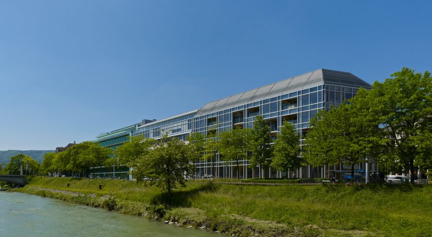 Exterior of Tamedia Office Building by Shigeru Ban in Zurich