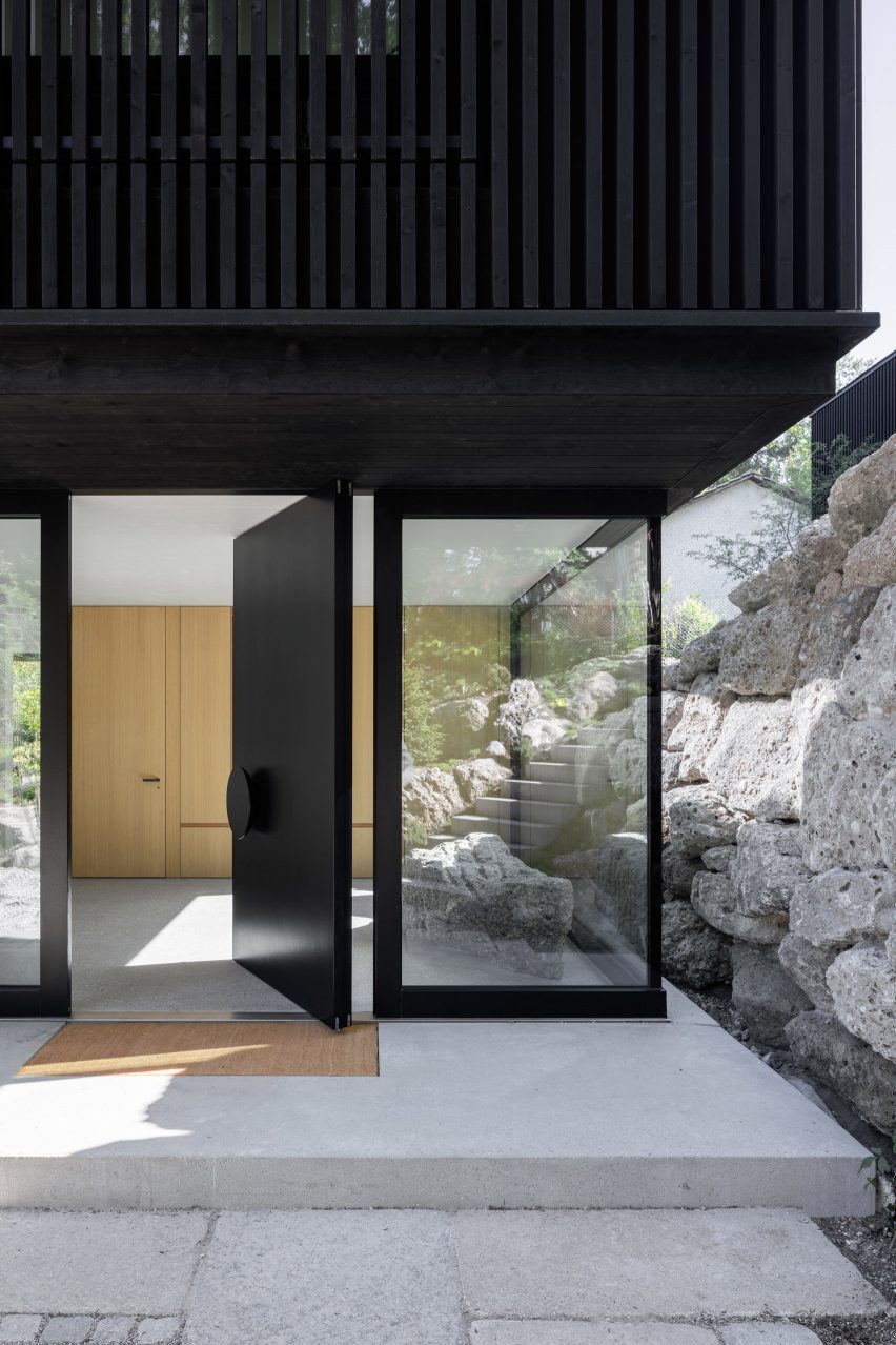 Entrance of Wooden House by the Lake by Appels Architekten