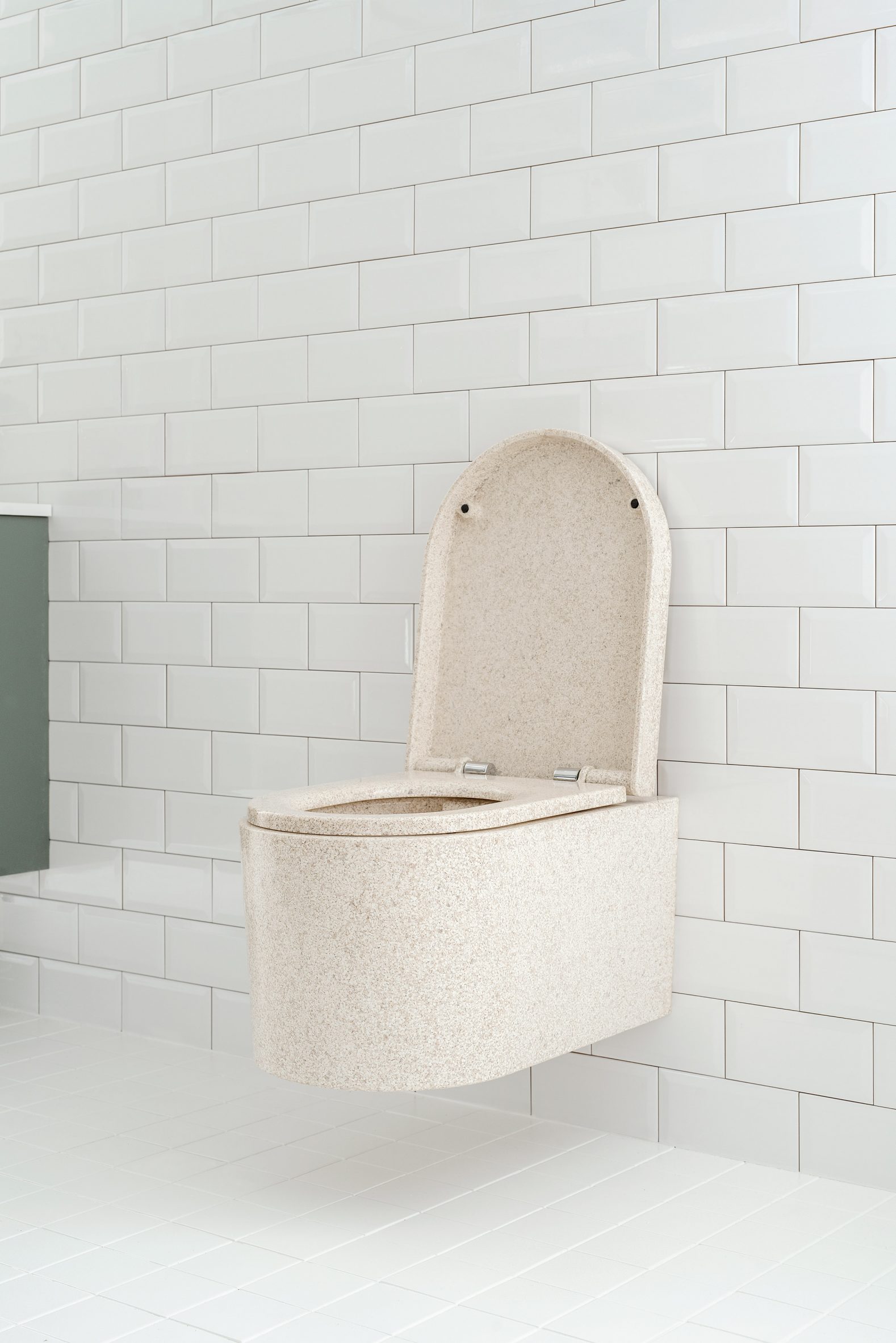 Wood composite toilet in a bathroom
