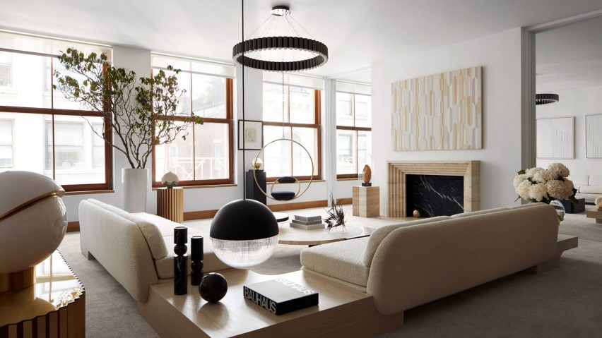 Photo of Lee Broom furniture and lighting in his apartment in New York