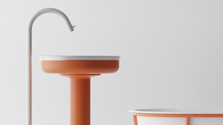 Photo of an orange washbasin