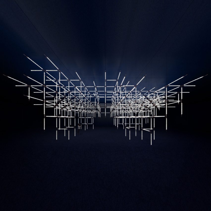 Render of Preciosa's Crystal Beat installation for Milan design week