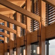 Glulam timber structure with large windows
