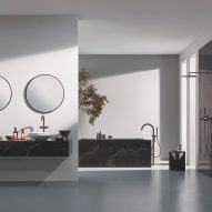 Atrio Private Collection shower by Grohe in a grey bathroom
