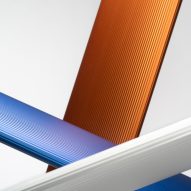Image showing orange, white and blue benches