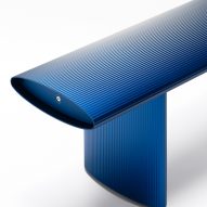 End of blue bench