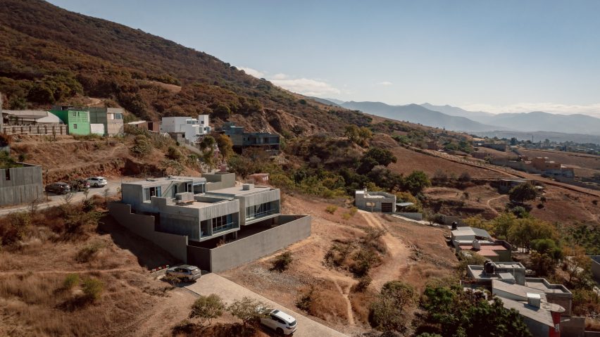 Concrete, light-filled house on a hillside in Oaxaca