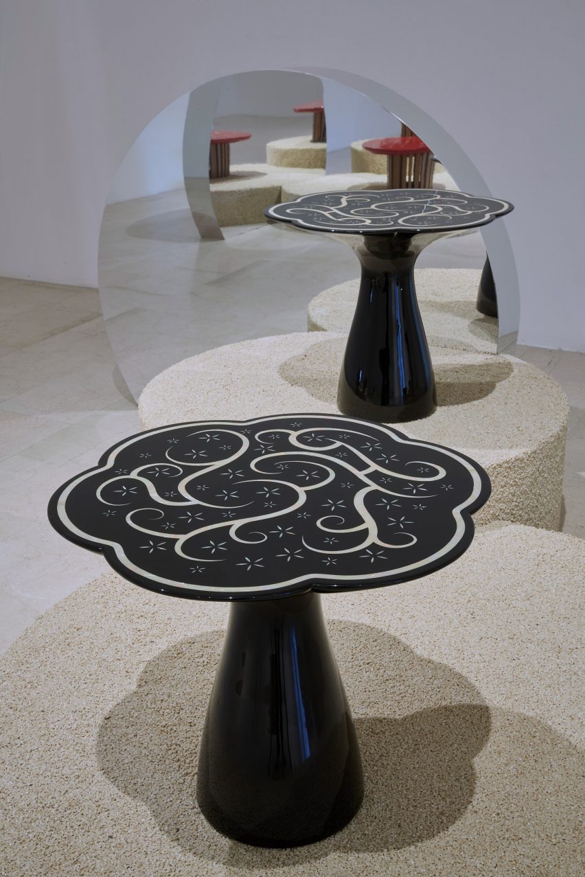 Mother-of-pearl Tables exhibition by Duson Gallery at the Triennale di Milano