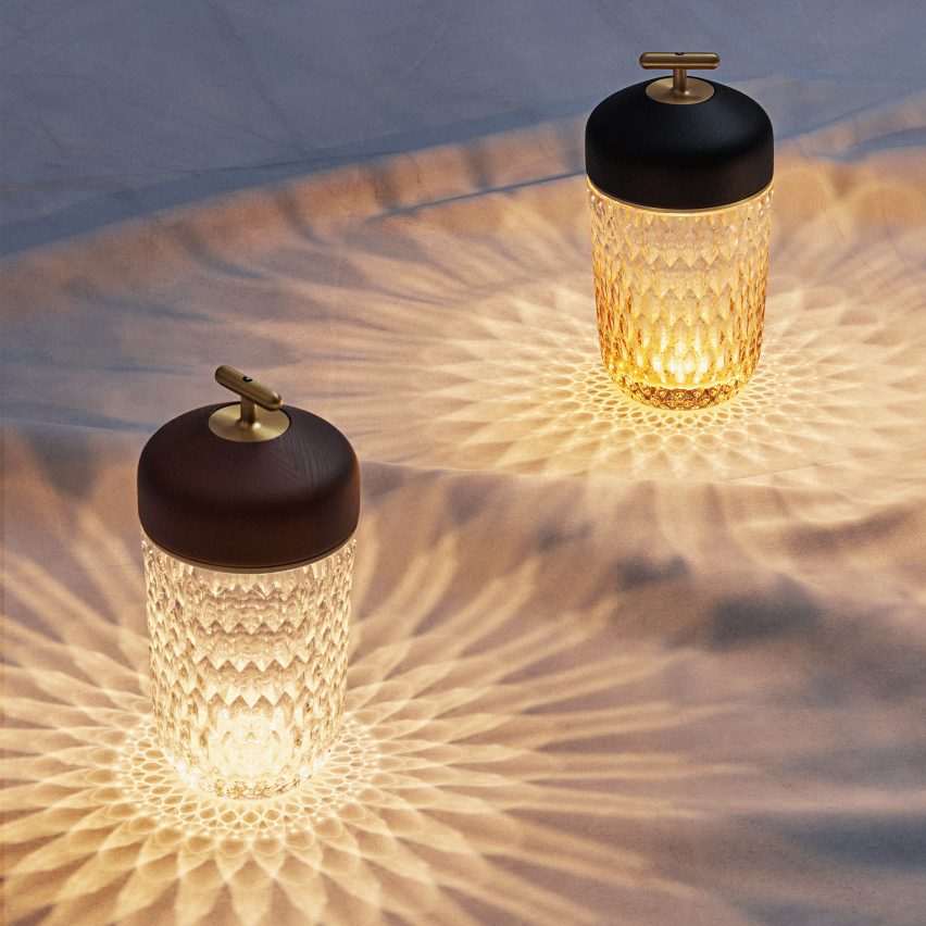 Two Folia crystal glass outdoor lamps by Saint-Louis