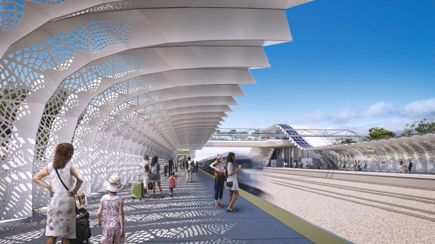 Foster and Arup high speed rail station rendering