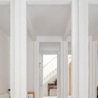 White interior space with square columns