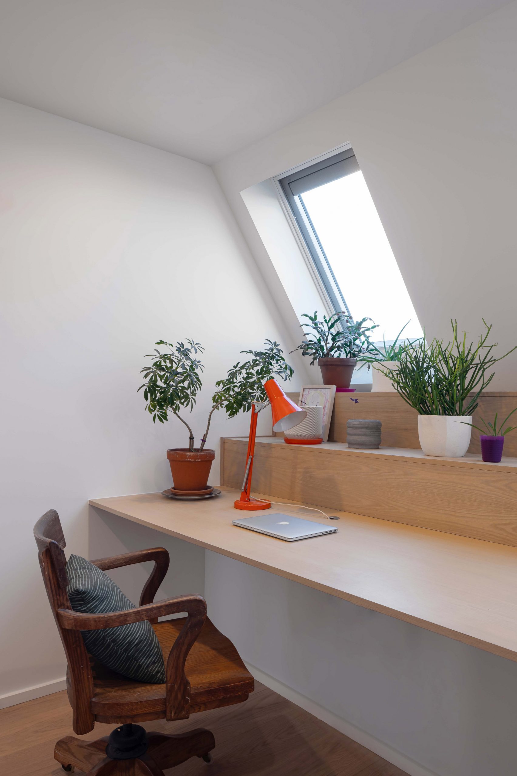 Study area with built-in oak desk