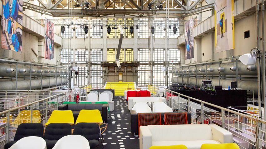 Colourful chairs within the IKEA installation at Milan design week