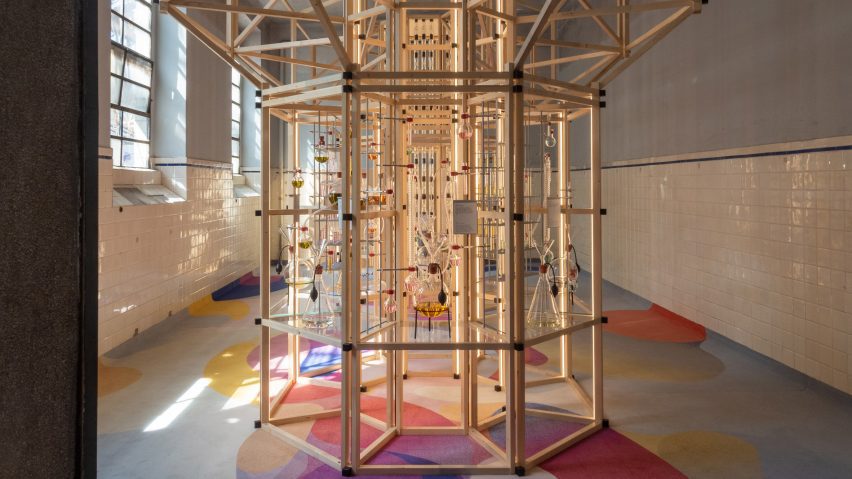 Timber-framed tower installation at Alcova