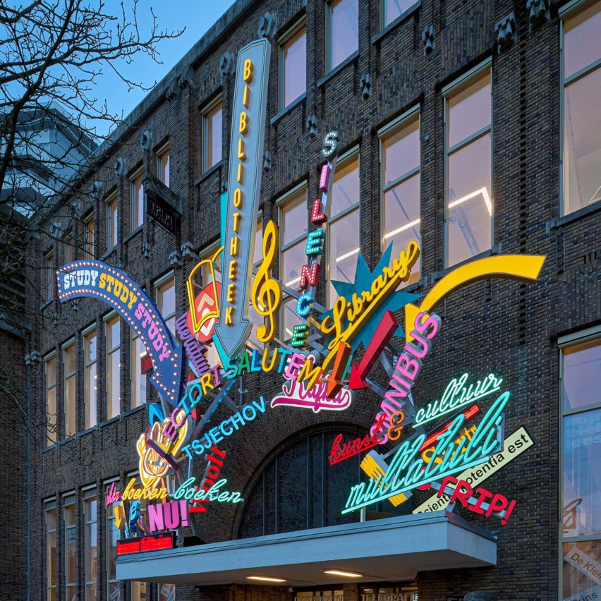 Utrecht library sign by Maarten Baas