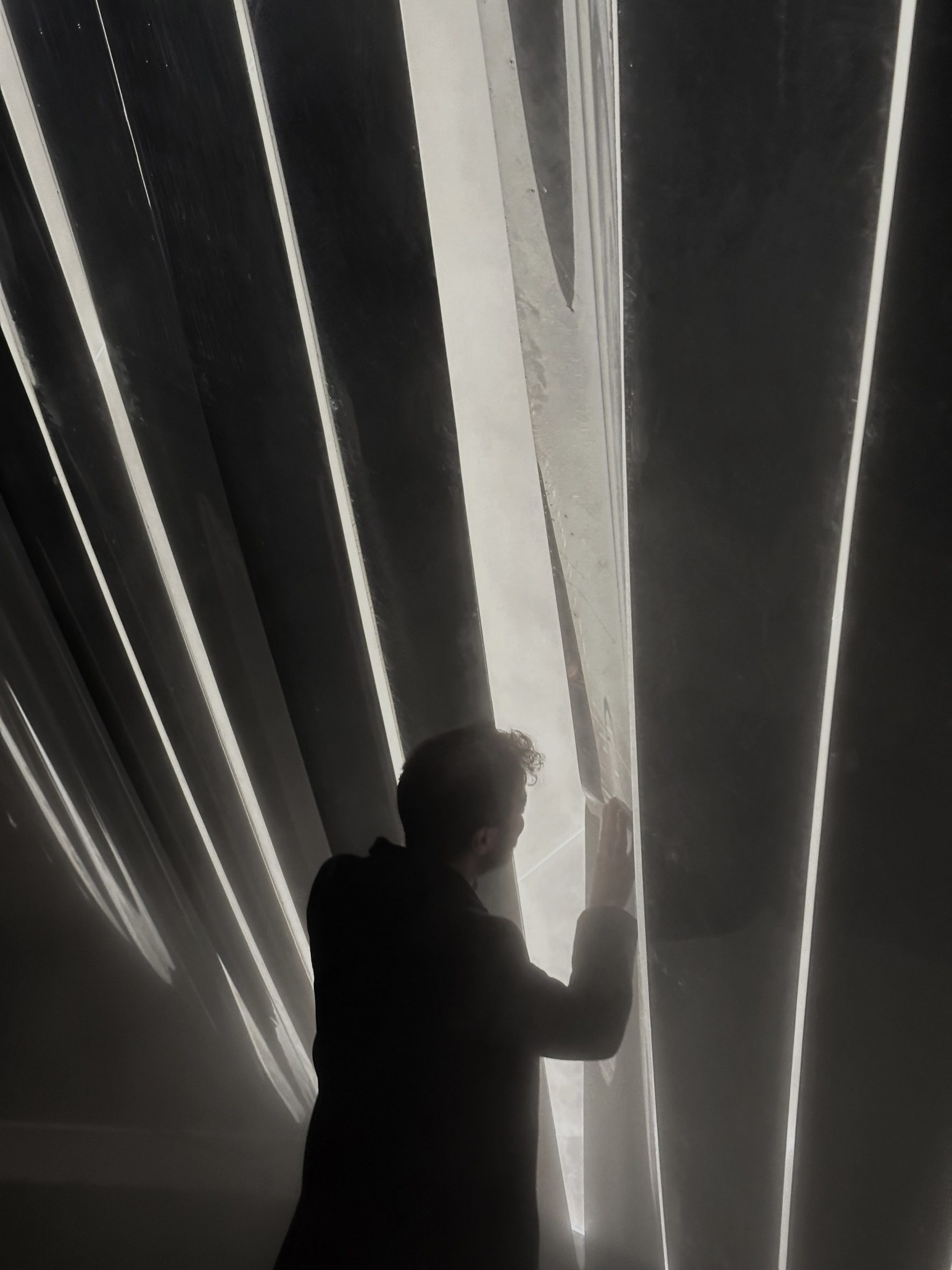 Photo of a person with the Momentum installation