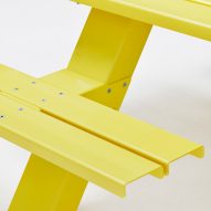 Detail of yellow Mass table by Alexander Lotersztain for Derlot