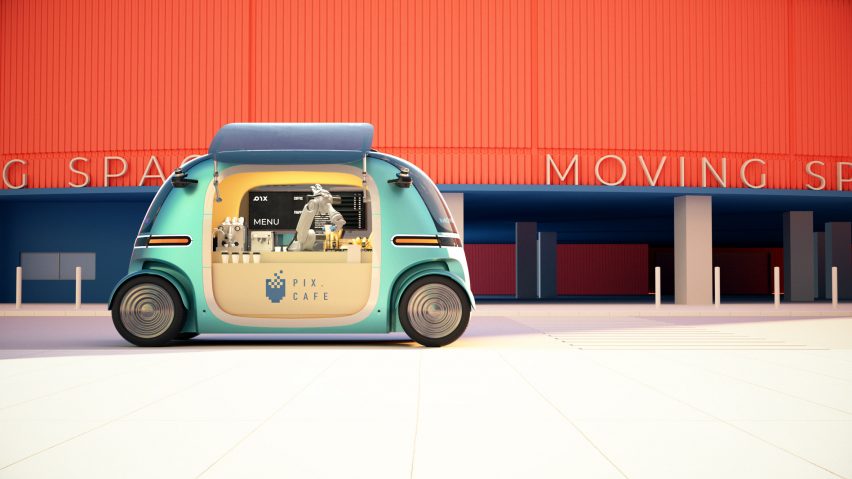 Render of driverless car that's also a cafe