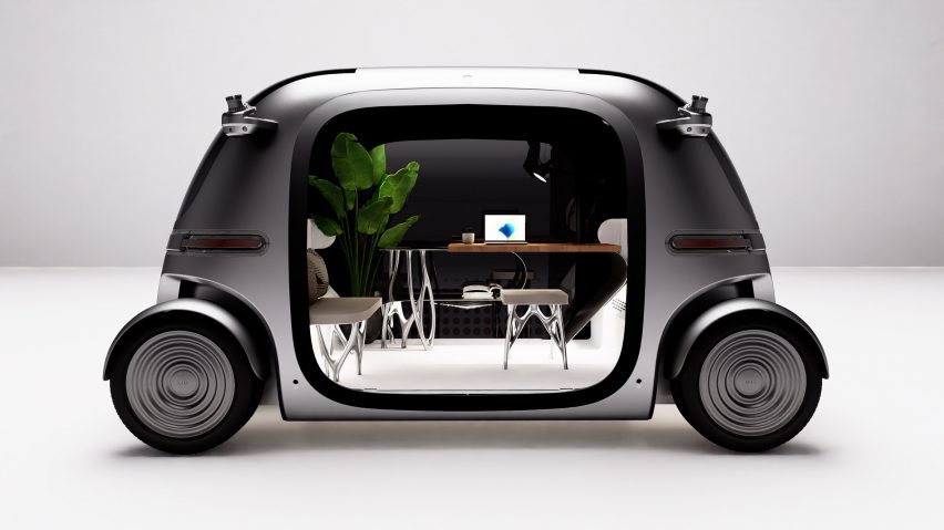 Render of driverless office, created for Moving Space Hackathon by PIX Moving