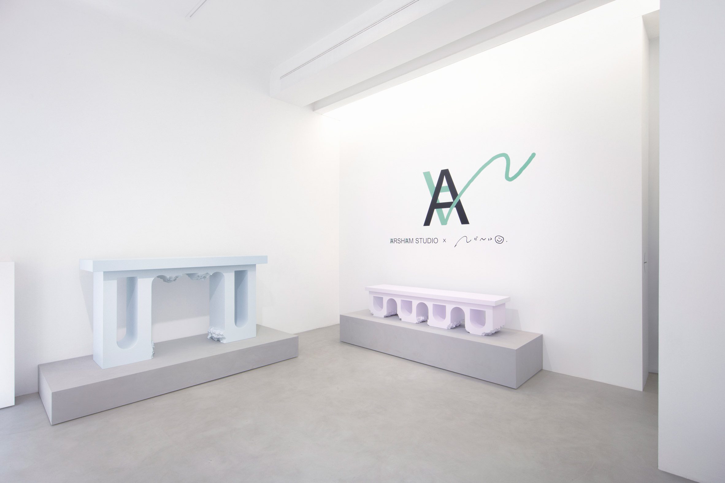 Collection of styrofoam prototypes at Milan design week