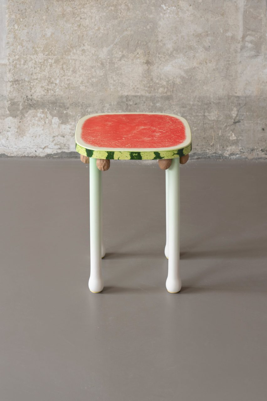 Juicy Joseph watermelon silce stool from the OMG-GMO collection