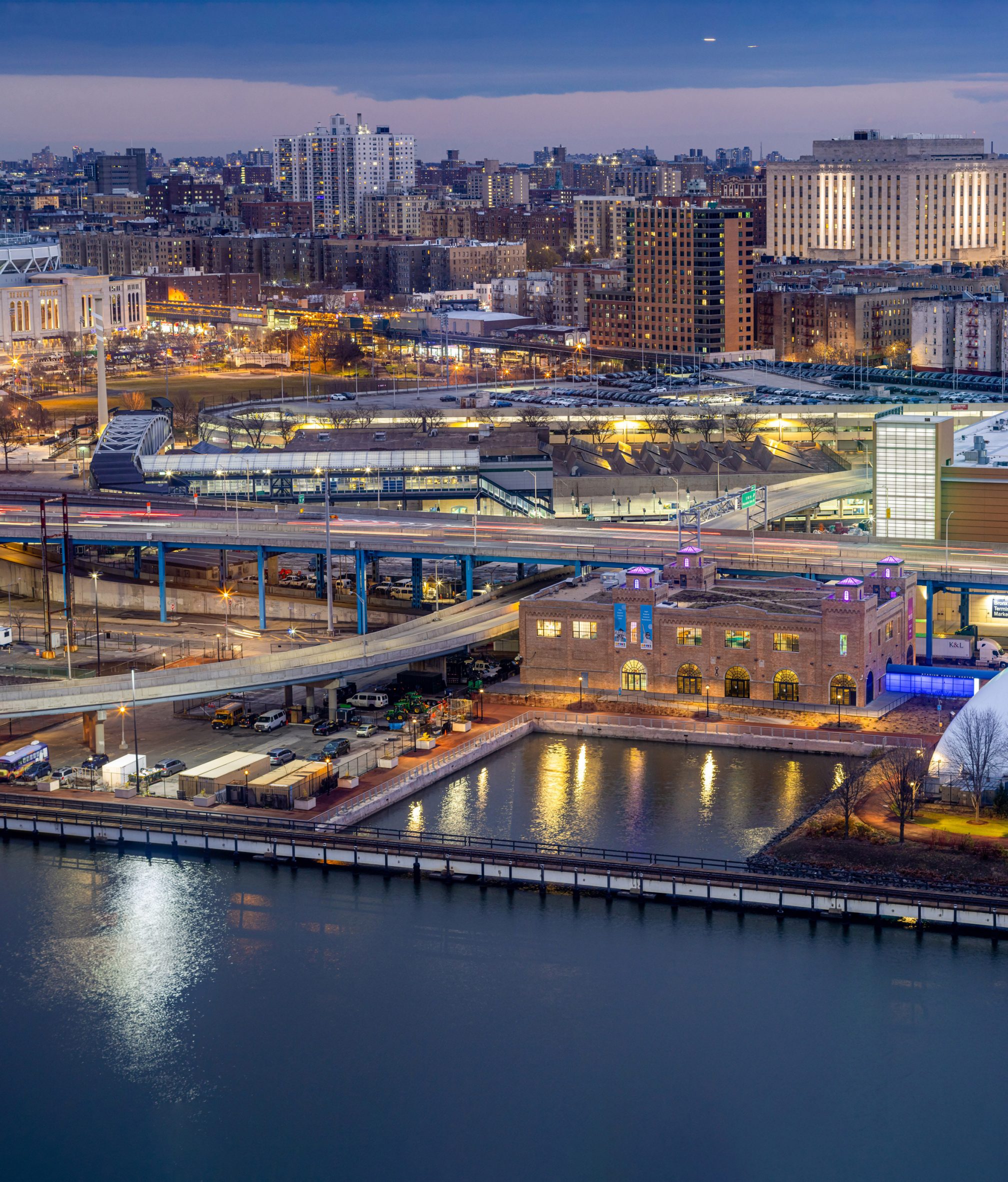 Exterior of the Bronx Children's Museum on O'Neill McVoy on a city waterfront