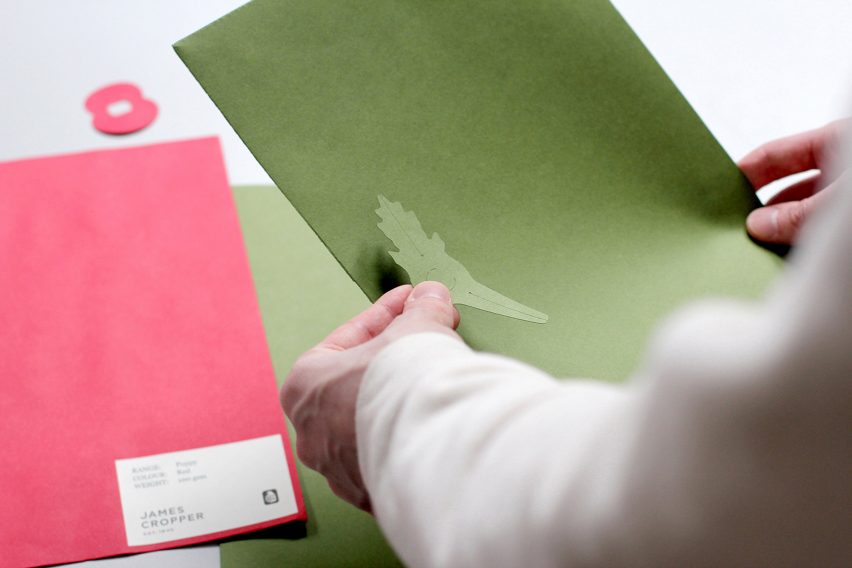 Red and green bespoke paper for the remembrance poppy