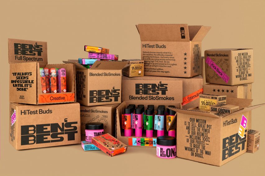 Ben's Best Cannabis all products in cardboard boxes
