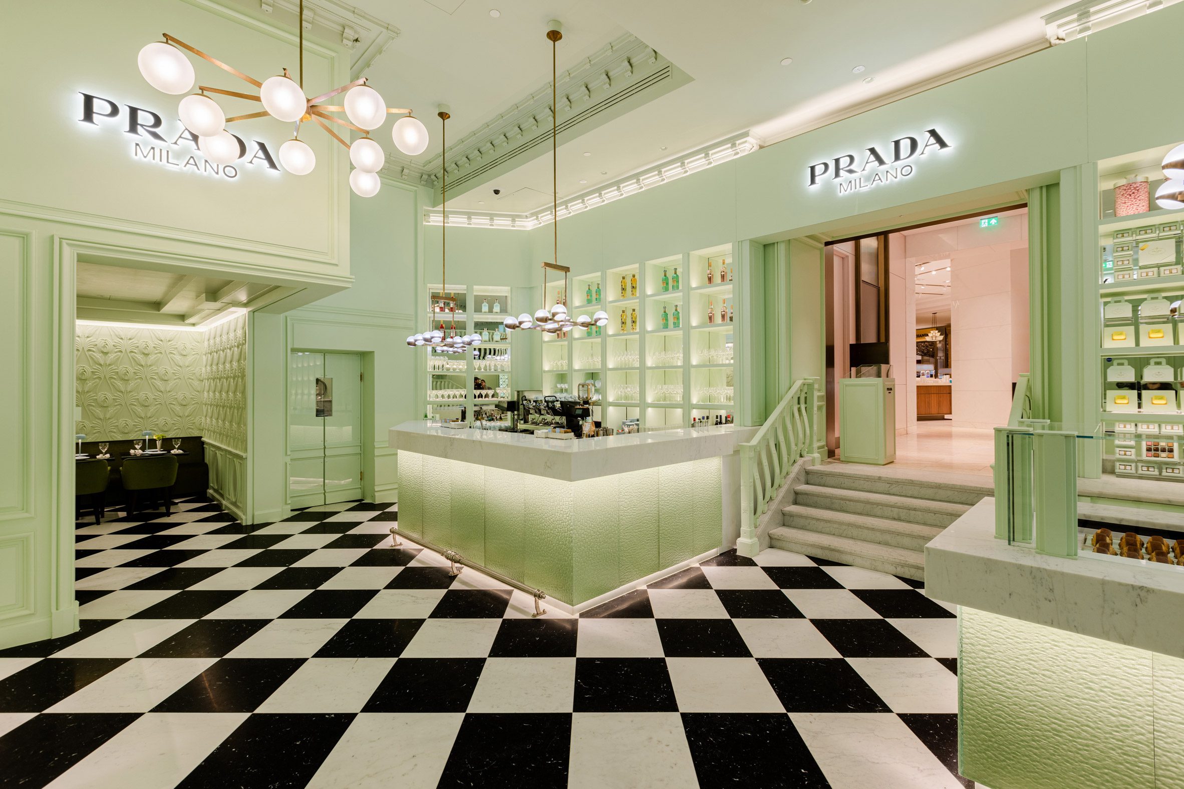Interior photo of the Prada Caffè 