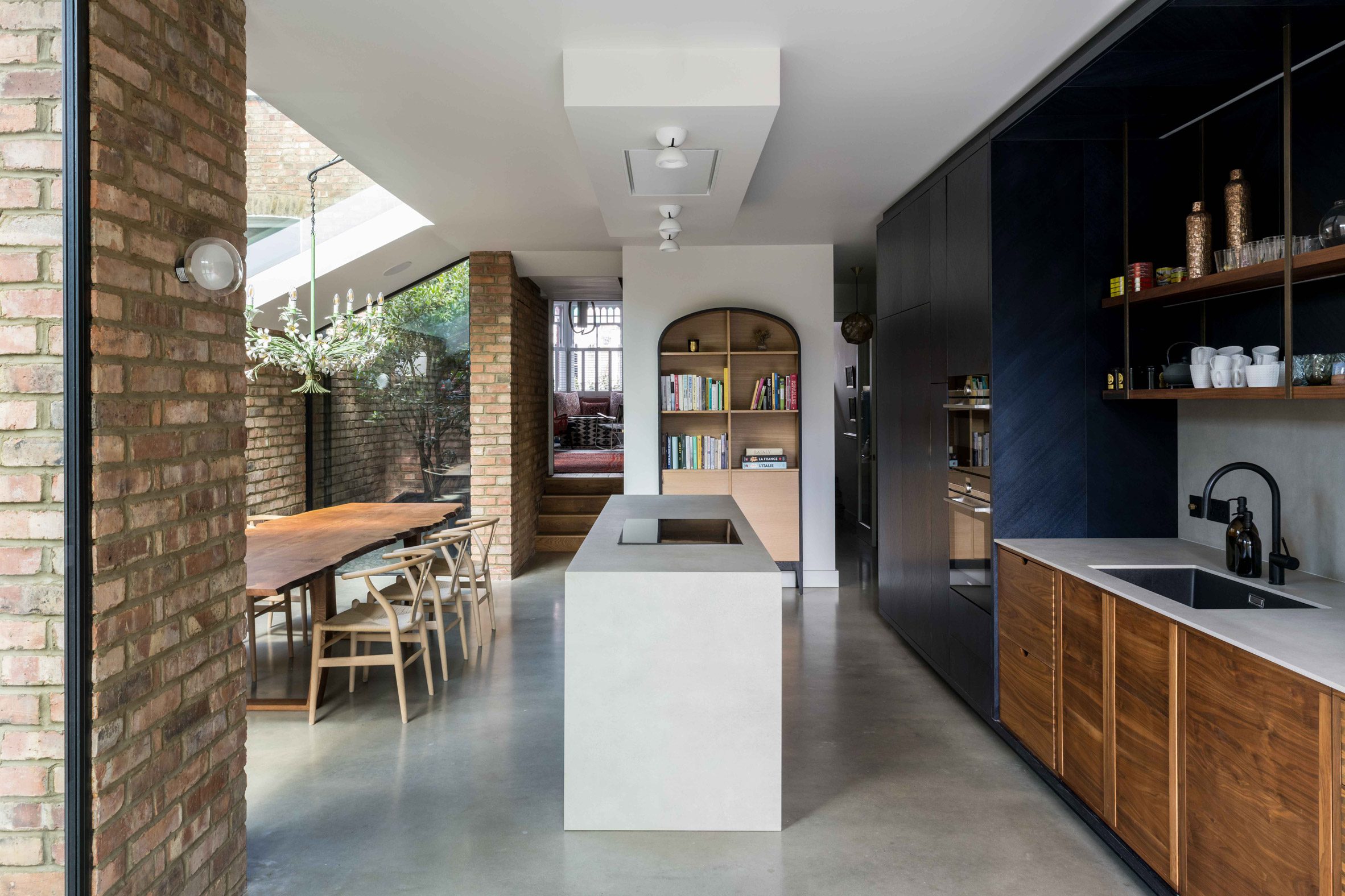 Open-plan kitchen and dining room in London
