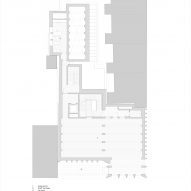Second floor plan of the International Rugby Experience building by Niall Nclaughlin Architects
