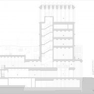 Section drawing of the International Rugby Experience building by Niall Nclaughlin Architects