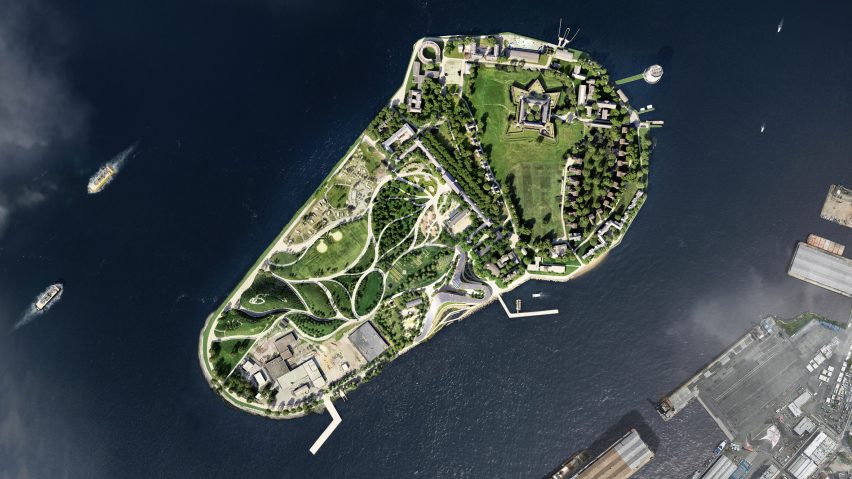 Governors island aerial view