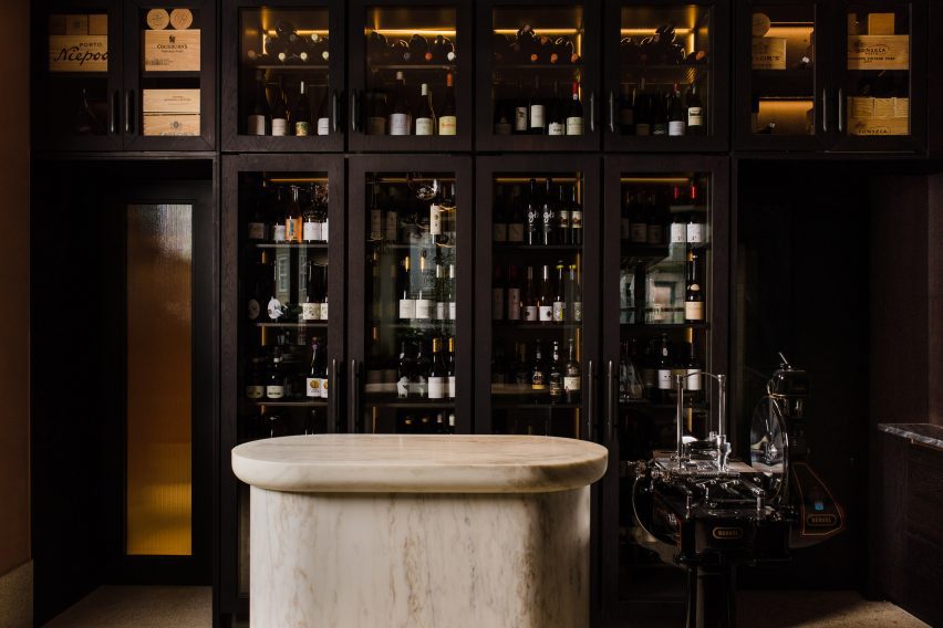 Wine cabinet in Space Copenhagen restaurant design