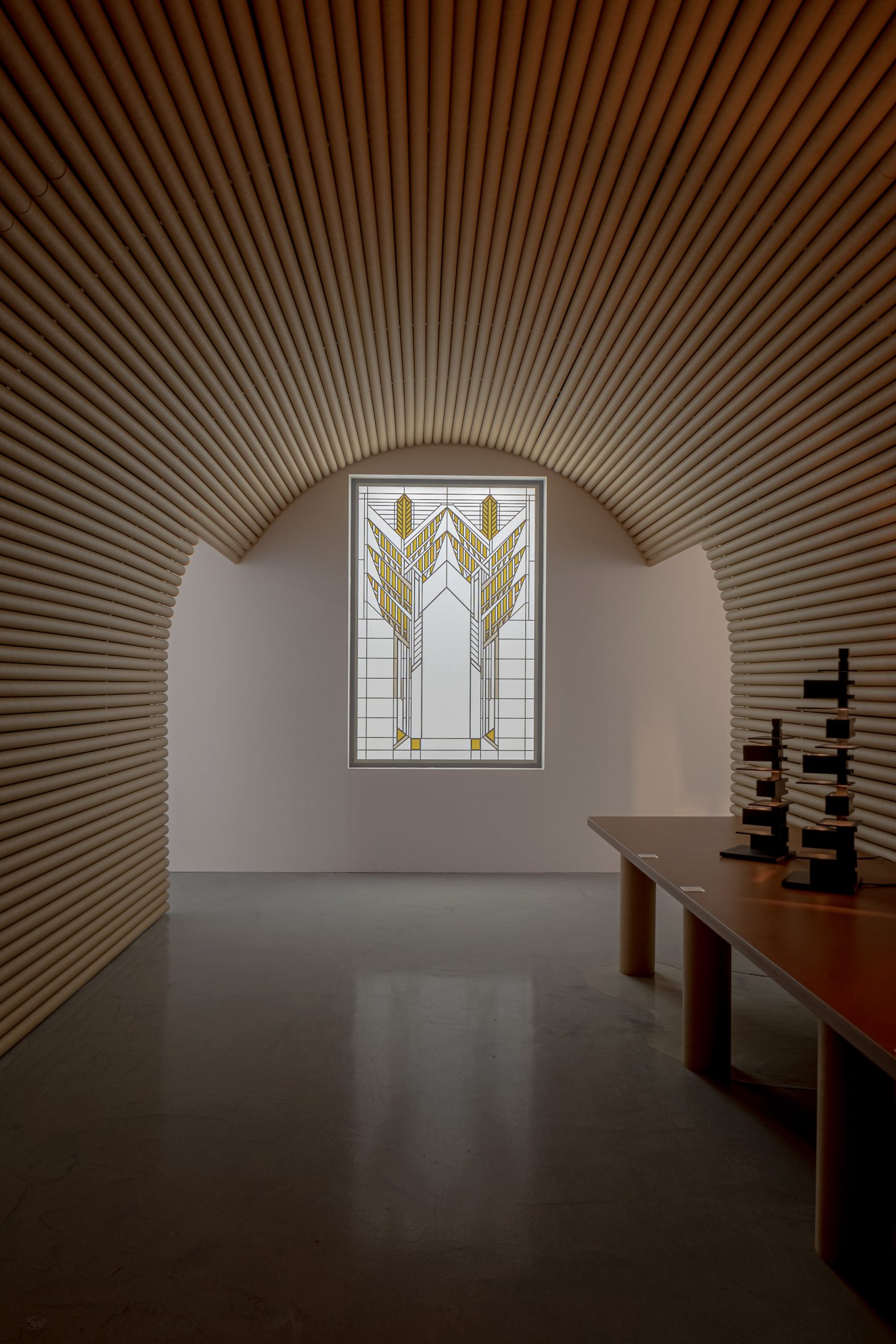 Window with pattern by Frank Lloyd Wright