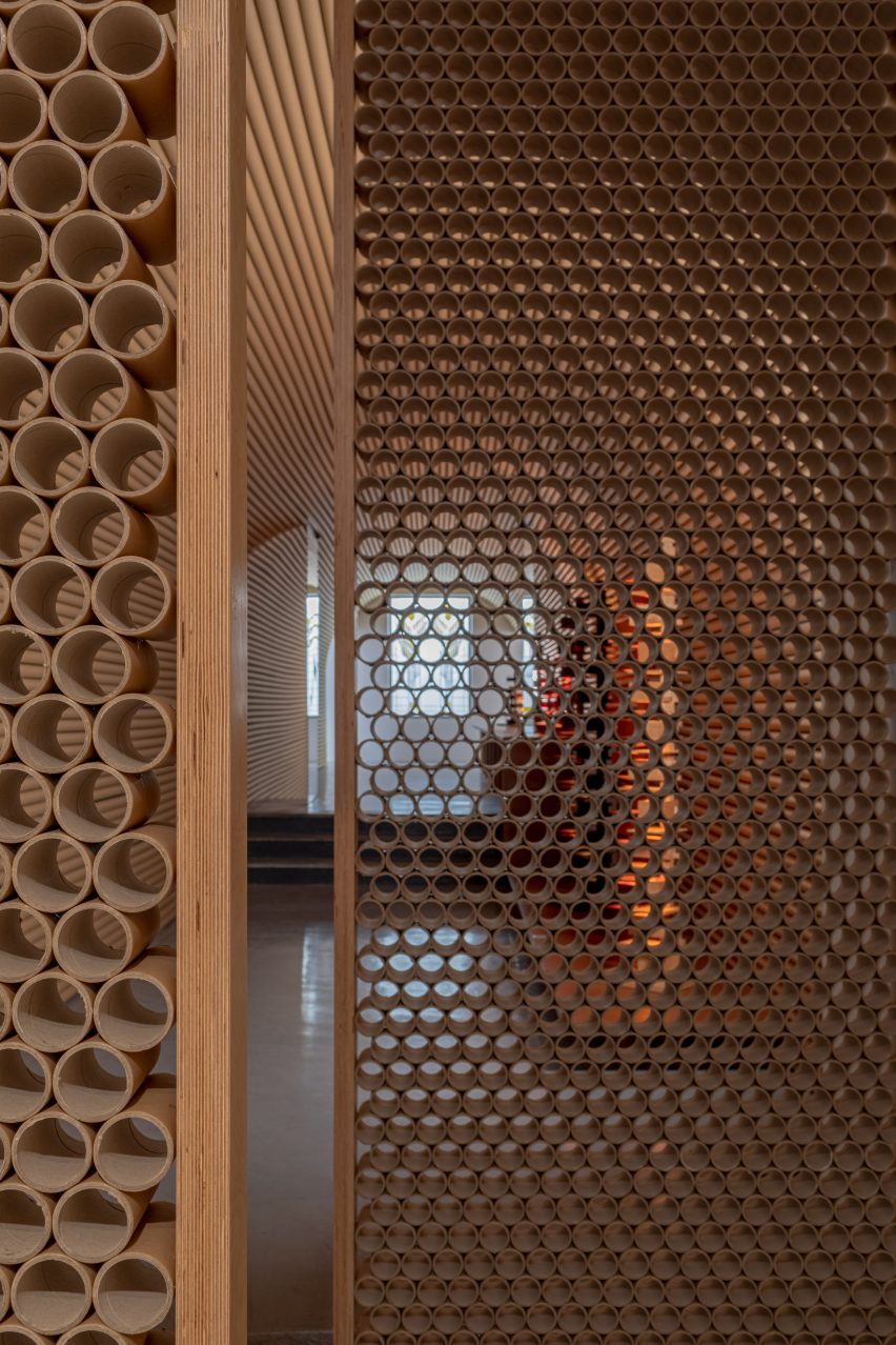 Paper tubes at The Harmony of Form and Function by Shigeru Ban
