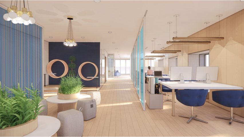 Visualisation showing interior of office space