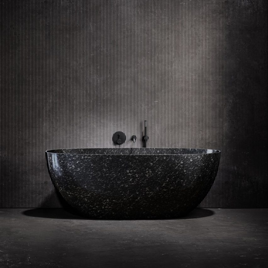 Black freestanding Vivere bath by Lusso