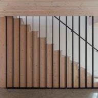 Timber staircase at the New York farmhouse by Worrell Yeung