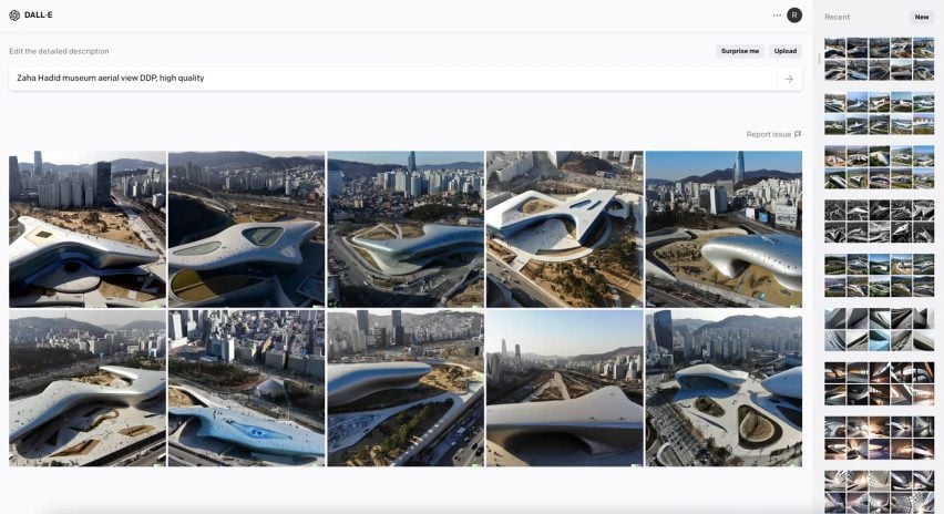 Zaha Hadid Architects DALL-E 2 searches