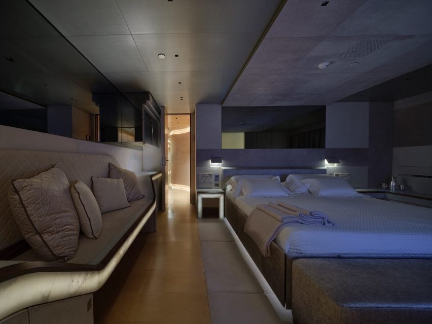 Stone-clad interiors in the 60-metre yacht