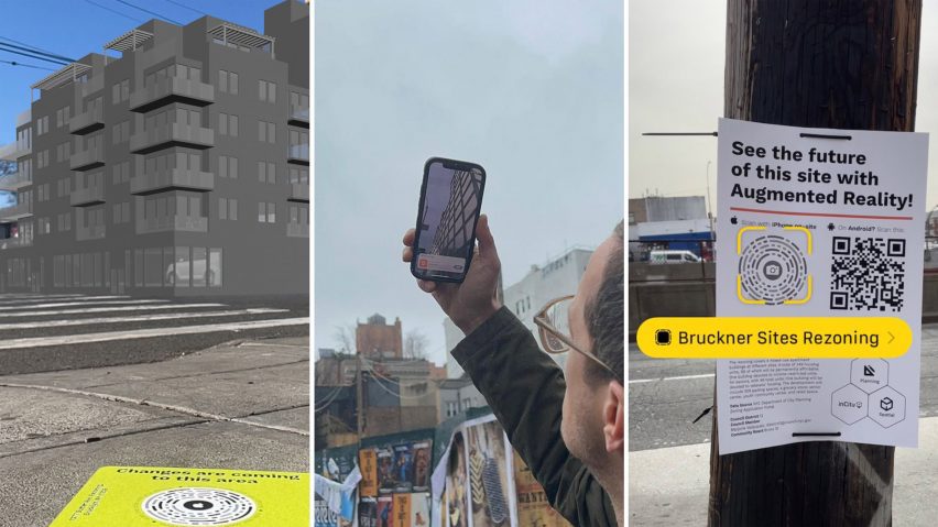 Photos of augmented reality being used in New York City