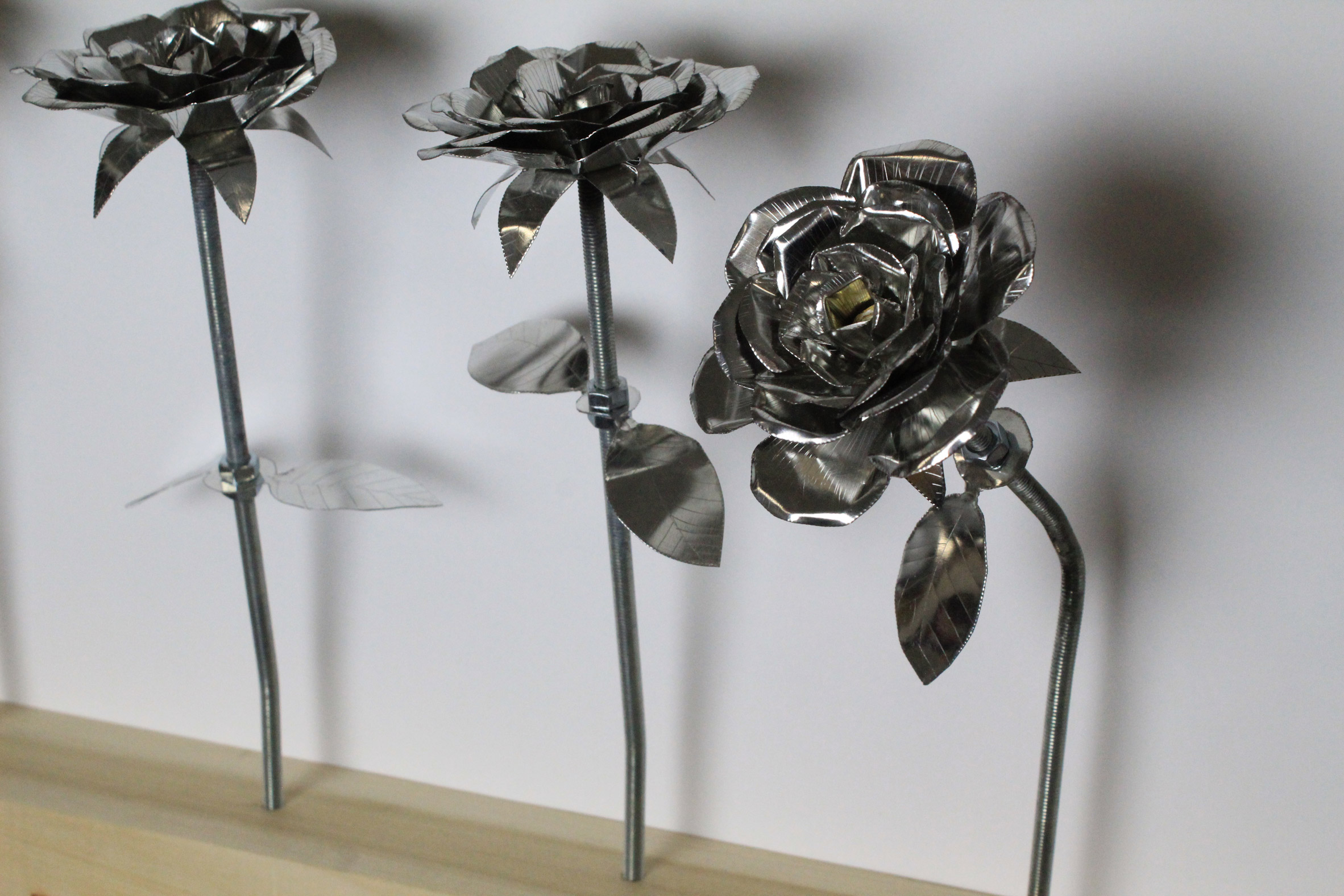 Flower sculptures made from metal