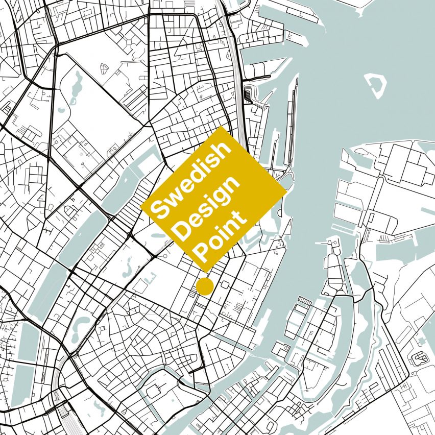 Map of Copenhagen with Swedish Design Point logo